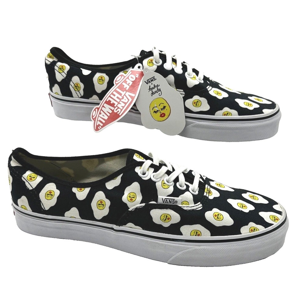 Vans Authentic Sassy Side Black Sunny Side Up Eggs Sneaker Shoe- Women's Size 10